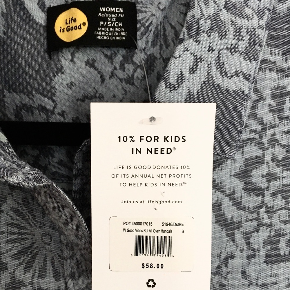 Life is Good Good Vibes Mandala All Over Button Up Shirt NWT | S - Picture 2 of 6